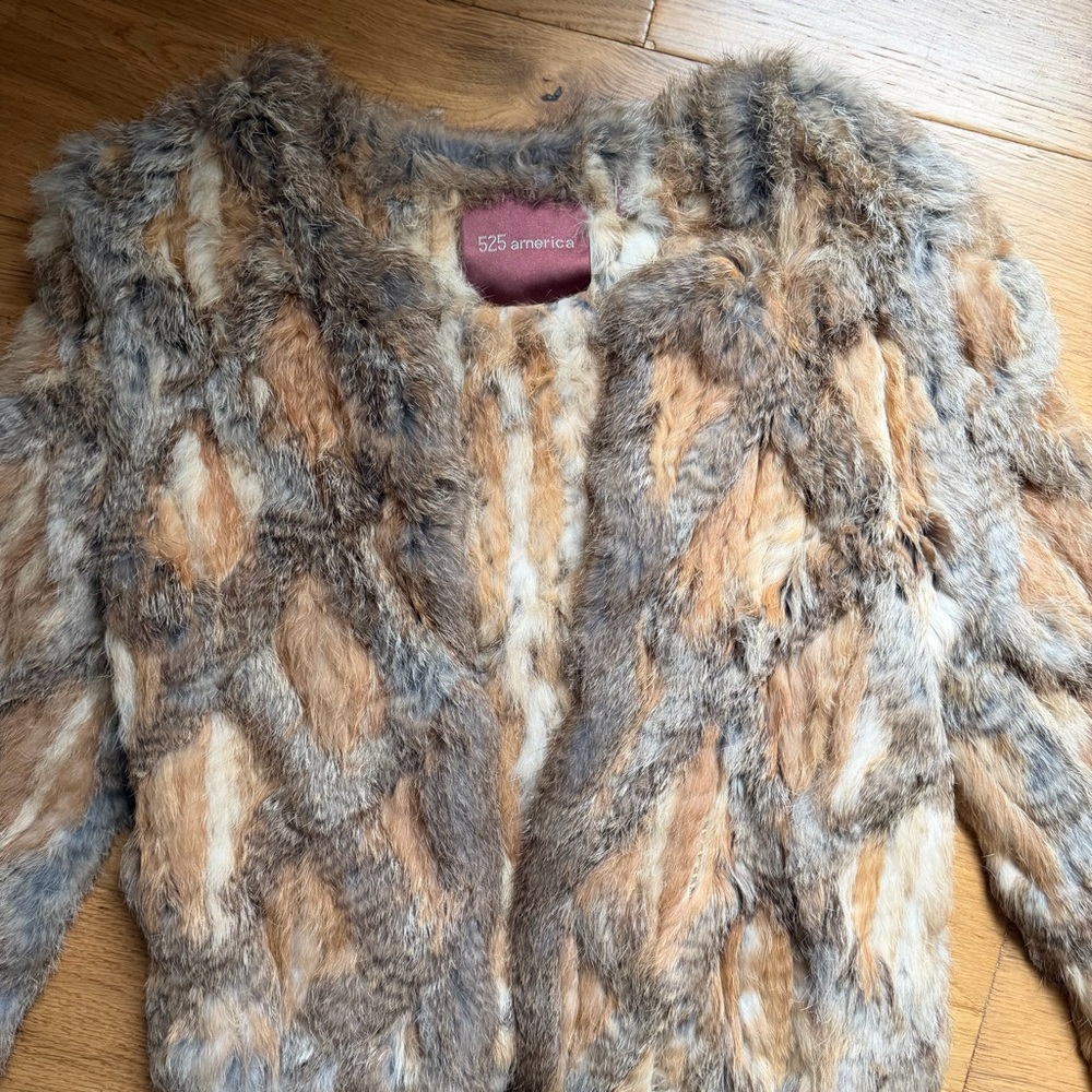 525 America Knit Rabbit Fur Jacket Size XS/S Neiman Marcus - Picture 3 of 6